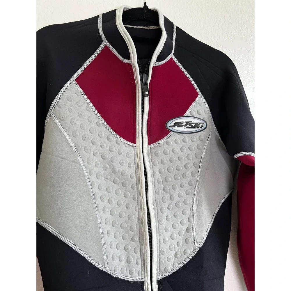 Kawasaki Jet Ski Wetsuit Top Jacket Black Grey Burgundy Neoprene Large LG